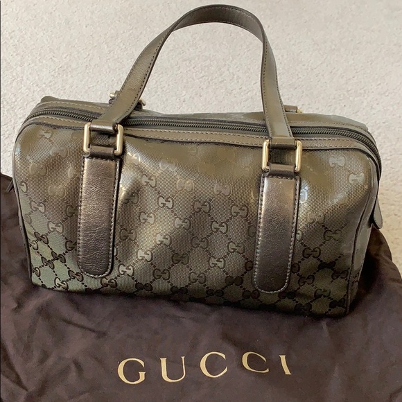 Gucci Metallic Bronze Imprime Satchel - Picture 2 of 8